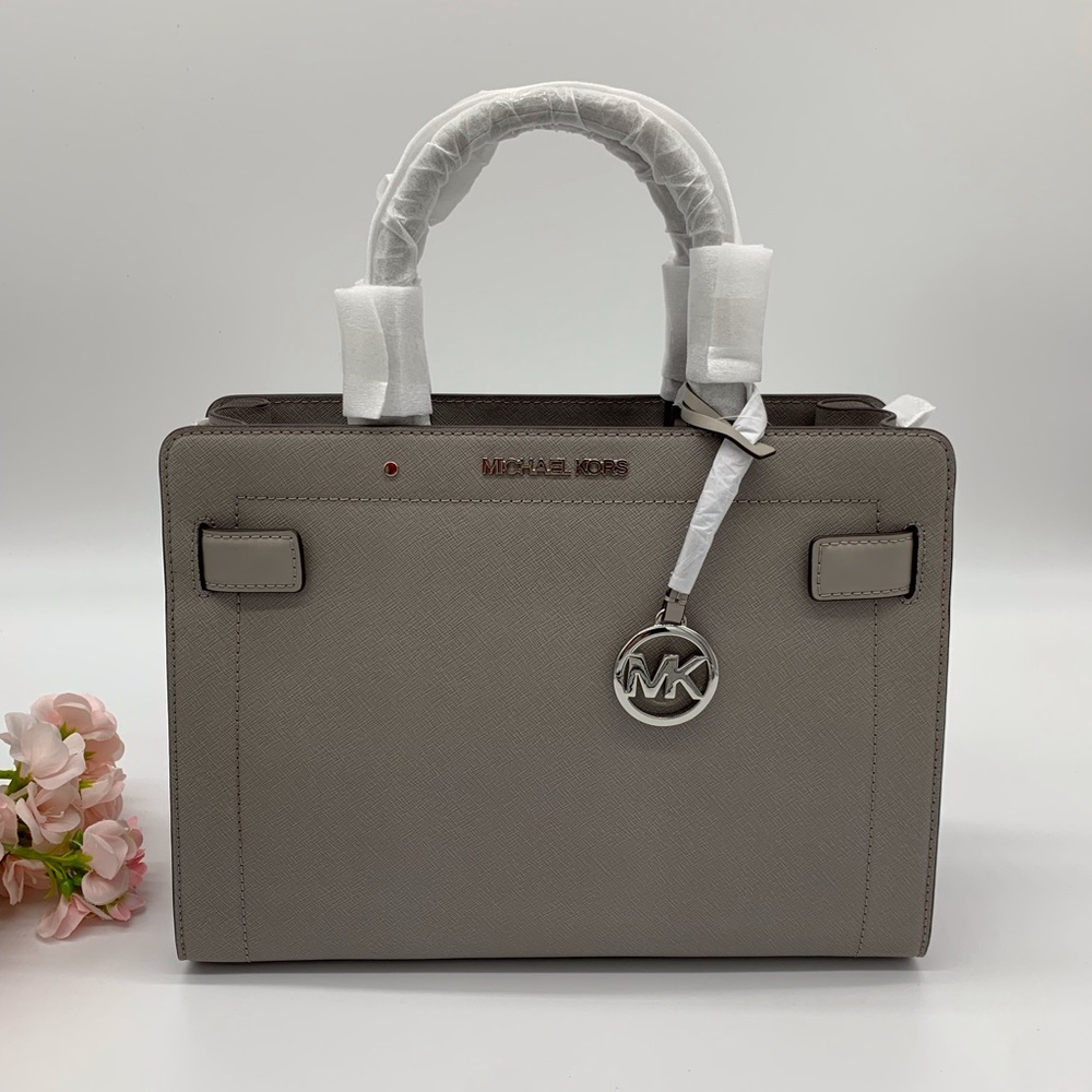MICHAEL KORS MD TOP ZIP RAYNE SATCHEL SHOULDER BAG in PEARL GREY/ SILVER…